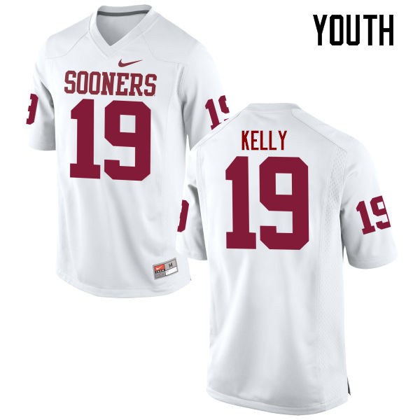 Youth Oklahoma Sooners #19 Caleb Kelly College Football Jerseys Game-White - Click Image to Close